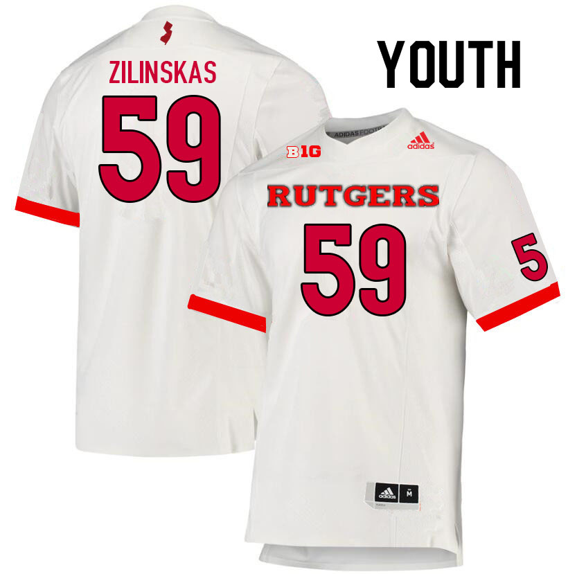 Youth #59 Gus Zilinskas Rutgers Scarlet Knights College Football Jerseys Sale-White - Click Image to Close